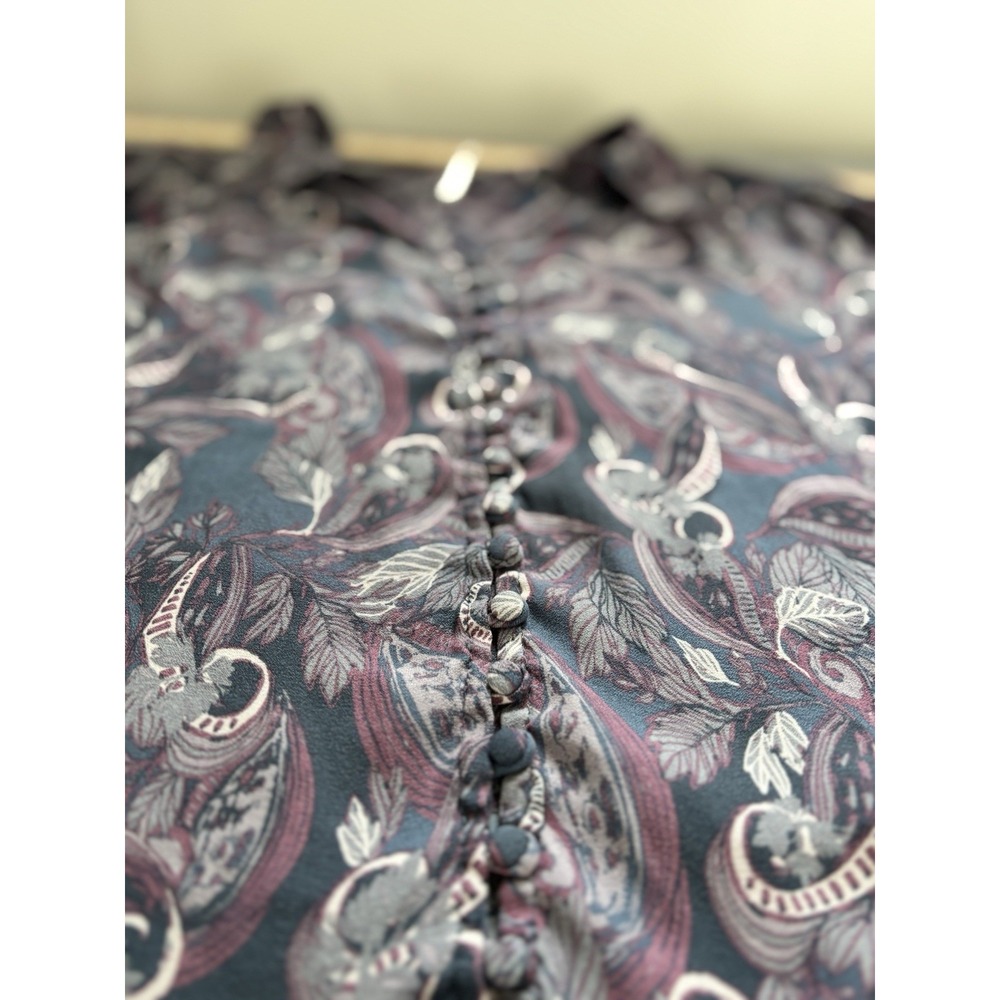 Free People Paisley Bell Sleeve Flowy Artsy Blouse Sz M Poet Boho 60s 70s Hippie - Picture 7 of 11